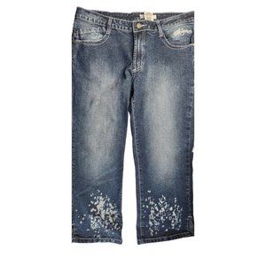 Akdmks Akademiks 33W Womens 3/4 Length Blue Jeans Stretch Inseam 22 Midrise